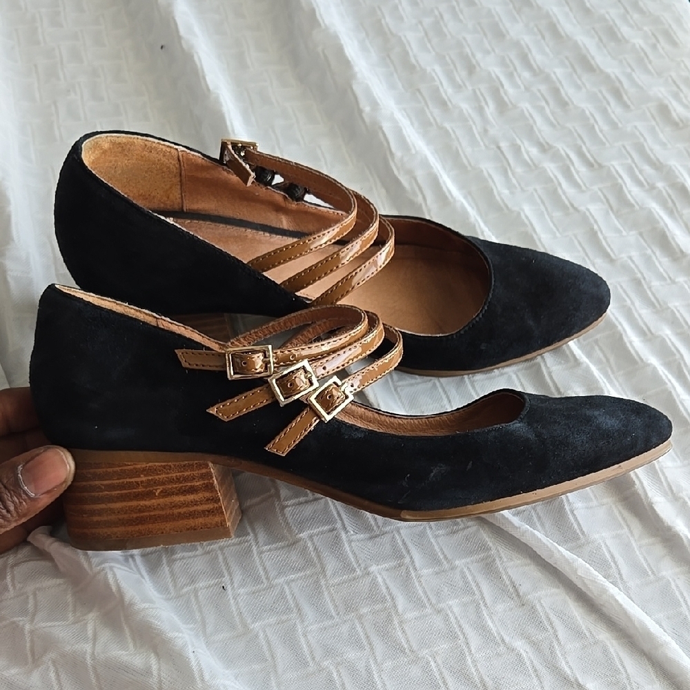 Shellys London Elegant Black Women's Mary Jane Block Heel Summer Shoes